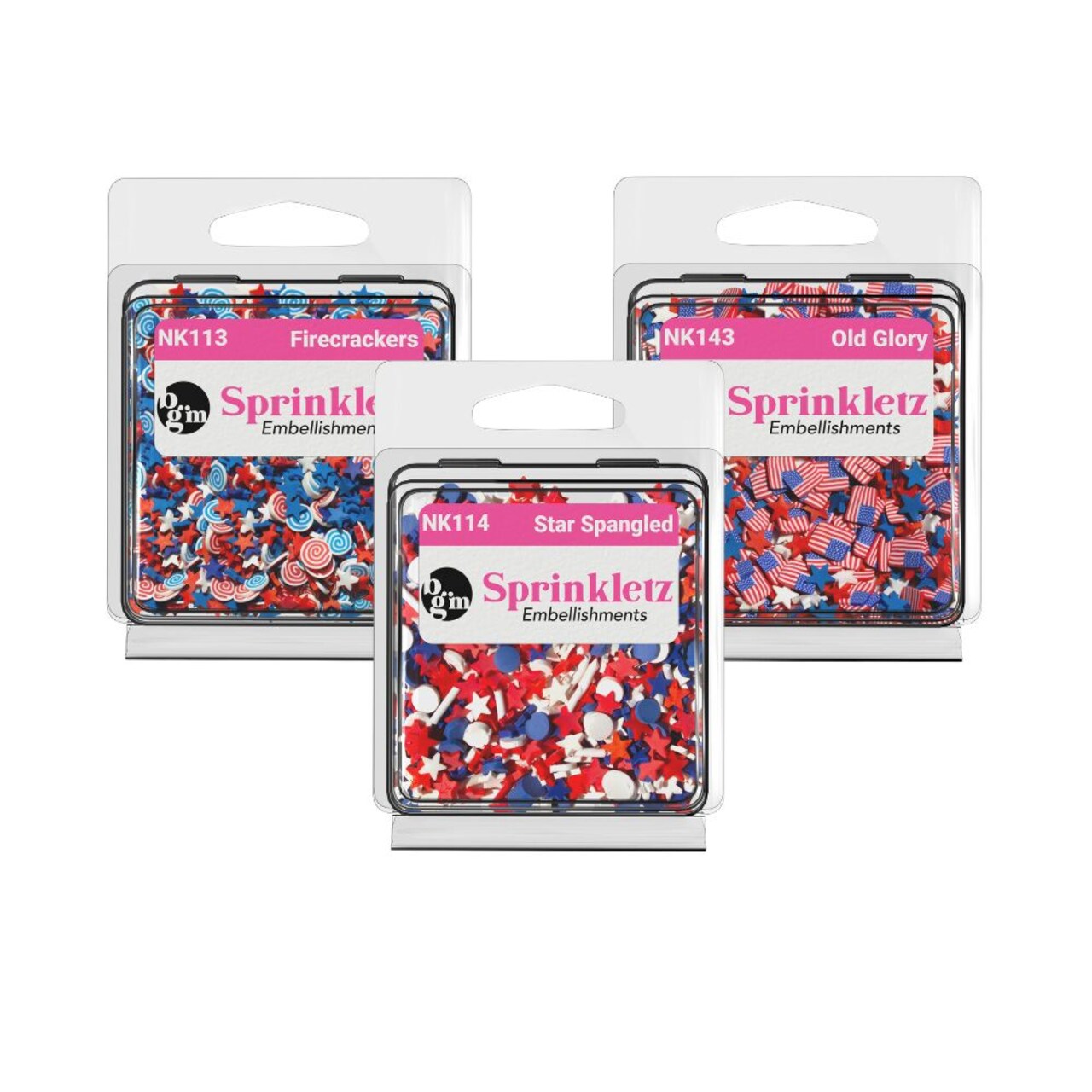 Buttons Galore and More Sprinkletz - Tiny Polymer Clay Embellishments - July 4th Bundle 36 grams